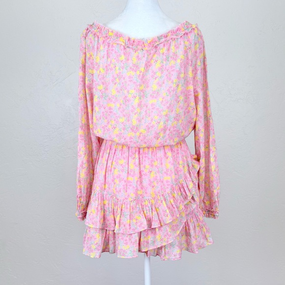 NWT LoveShackFancy Rayna Mini Dress in Melon Punch Floral Print Size M - Picture 5 of 16